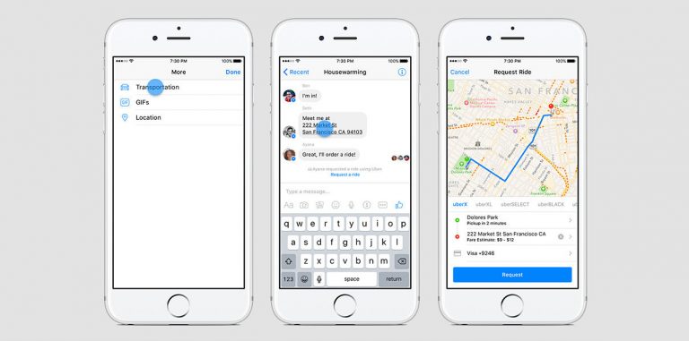 Facebook Messenger теперь умеет заказывать такси напрямую