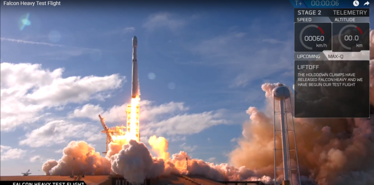 SpaceX триумфально запустила Falcon Heavy