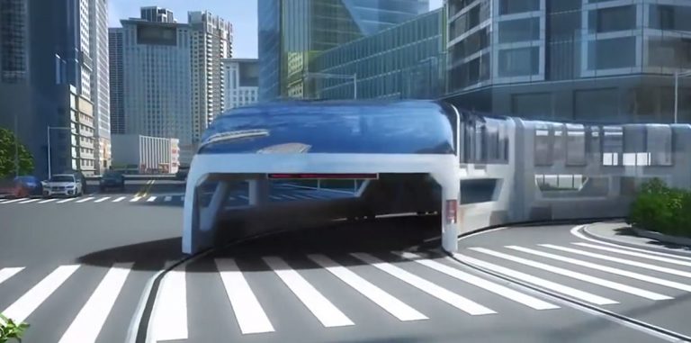 Китай протестирует инновационный автобус для борьбы с пробками