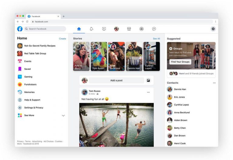 Facebook проведет редизайн и сместит фокус с новостей на Stories