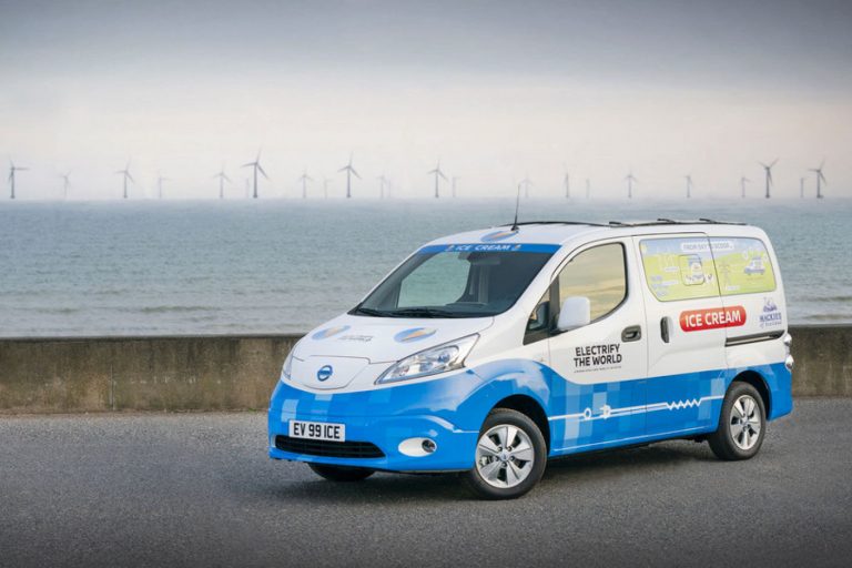 Nissan представил фургон для мороженого с нулевыми выбросами. Он работает на отработанных аккумуляторах!