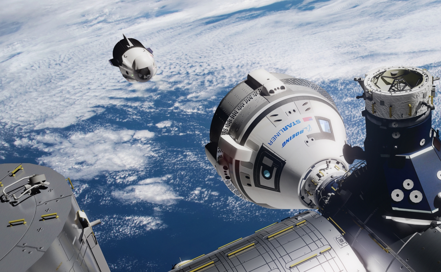 Как называется пилотируемый космический корабль. Crew Dragon и CST-100 Starliner. SPACEX Crew Dragon МКС. Крю драгон пристыковался к МКС. Космический корабль CST-100 Starliner.