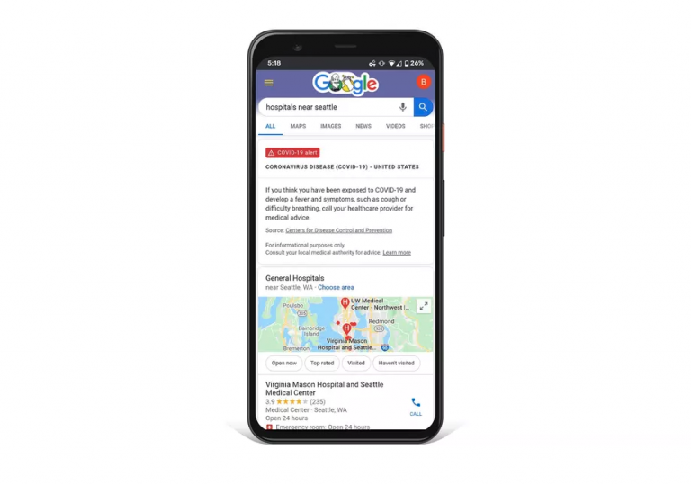 Google открыл сайт с информацией о коронавирусе и улучшил поисковую выдачу