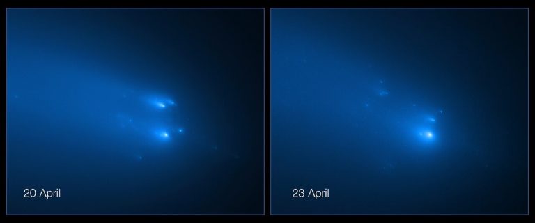 Посмотрите, как комета Atlas распадается на части на снимках телескопа Hubble