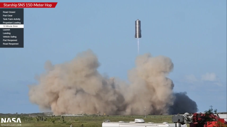 Прототип SpaceX Starship SN5 для освоения Марса успешно совершил 150-метровый прыжок