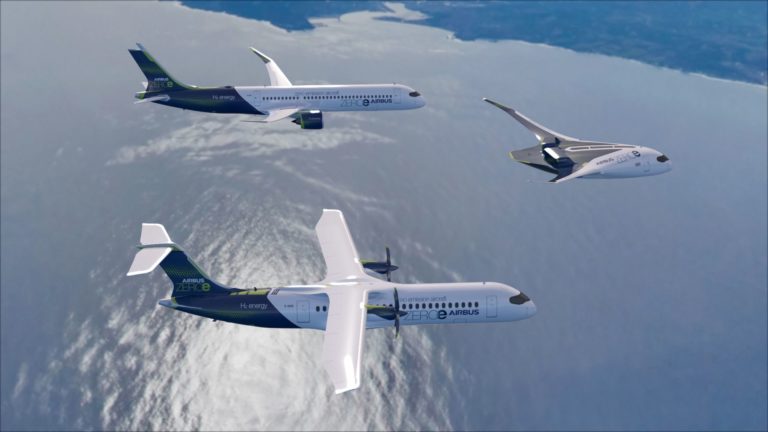 Airbus показал новые концепты самолета с нулевым уровнем выбросов