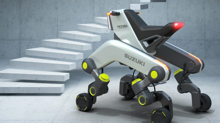 Suzuki разработала «четырехногий» мопед, способный карабкаться по лестнице