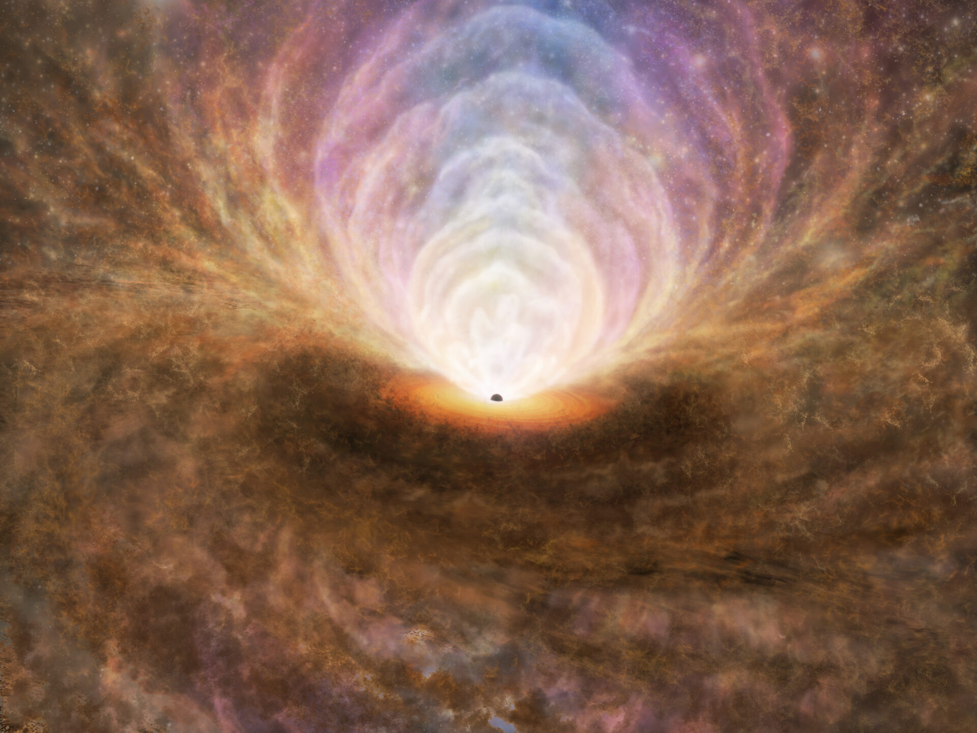 Питание сверхмассивной черной дыры наблюдали с разрешением меньше парсека