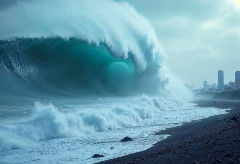 Гигантское цунами впервые сняли из космоса с невероятной детализацией