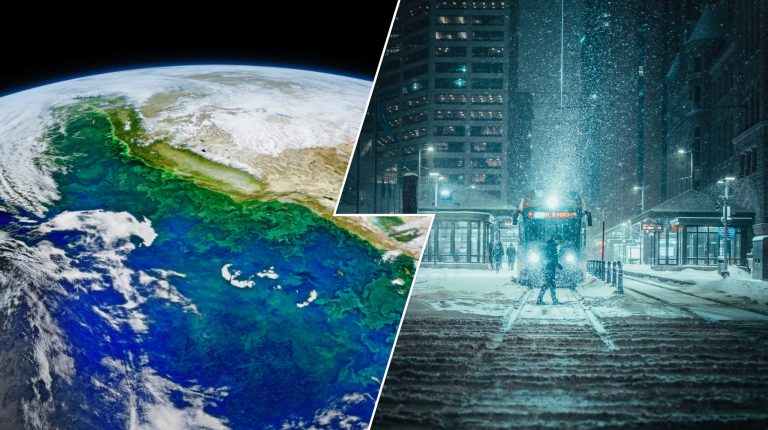 Посмотрите на снежный циклон над Москвой из космоса